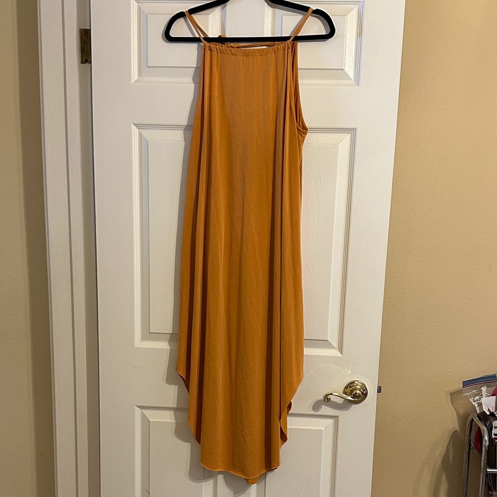 Forever 21 Mustard Spaghetti Strap High Low Midi Dress